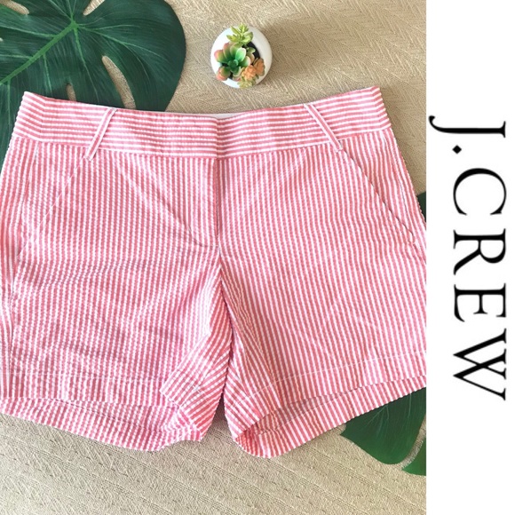 J. Crew Pants - J.Crew Seersucker Striped Shorts City Fit Coral
